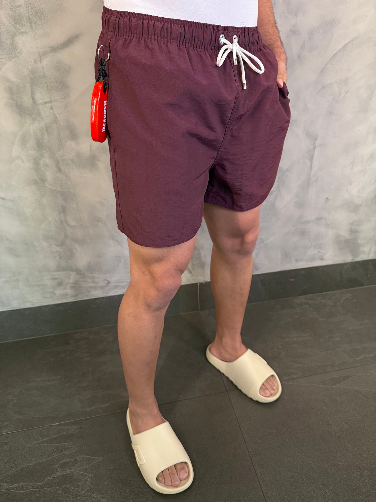 SHORT PRAIA LISO PREMIUM RSV VINHO