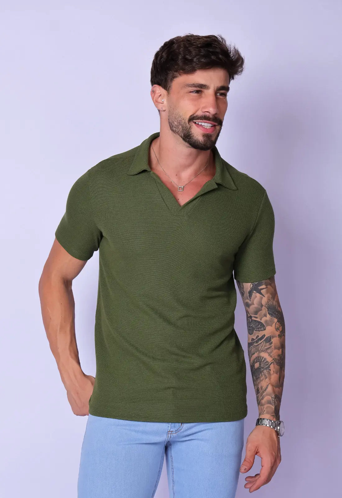 Camisa Polo Italiana Tricot Verde