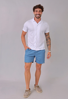 Camisa Masculina Slim Canelada Branca