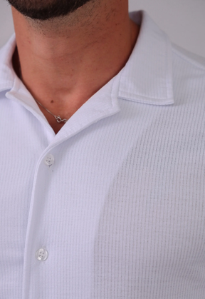 Camisa Masculina Slim Canelada Branca