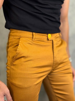 CALÇA SARJA ACETINADA PONTO H FERRUGEM