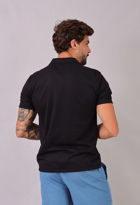 Camisa Masculina Slim Canelada Preta