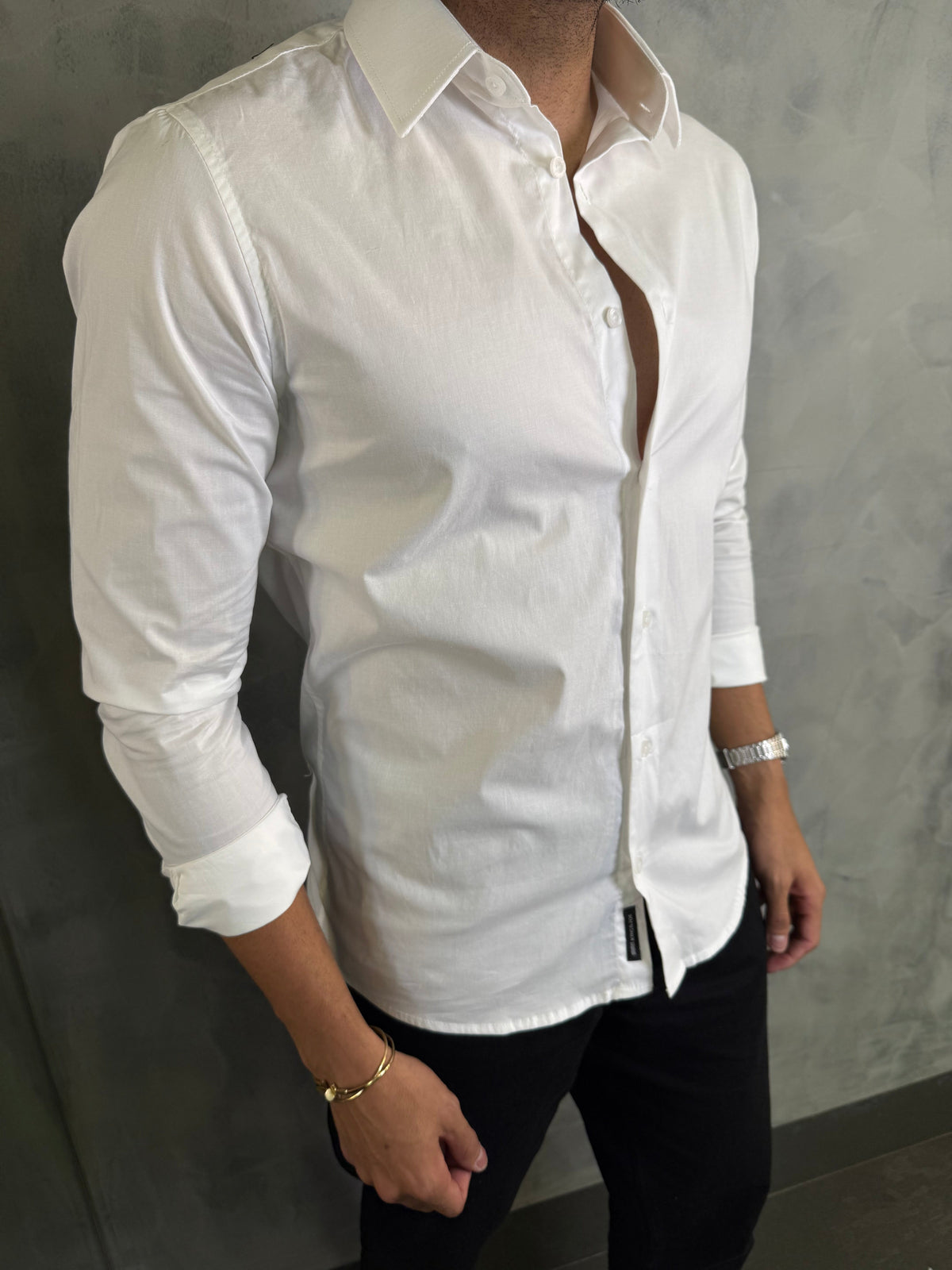 CAMISA SOCIAL M/L ELASTANO KINGEJOE BRANCO