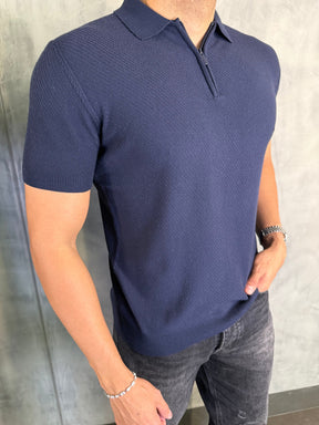 POLO TRICOT ZIPER TEXTURIZADA PONTO H