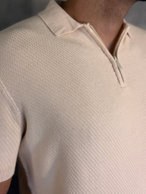 POLO TRICOT ZIPER TEXTURIZADA PONTO H