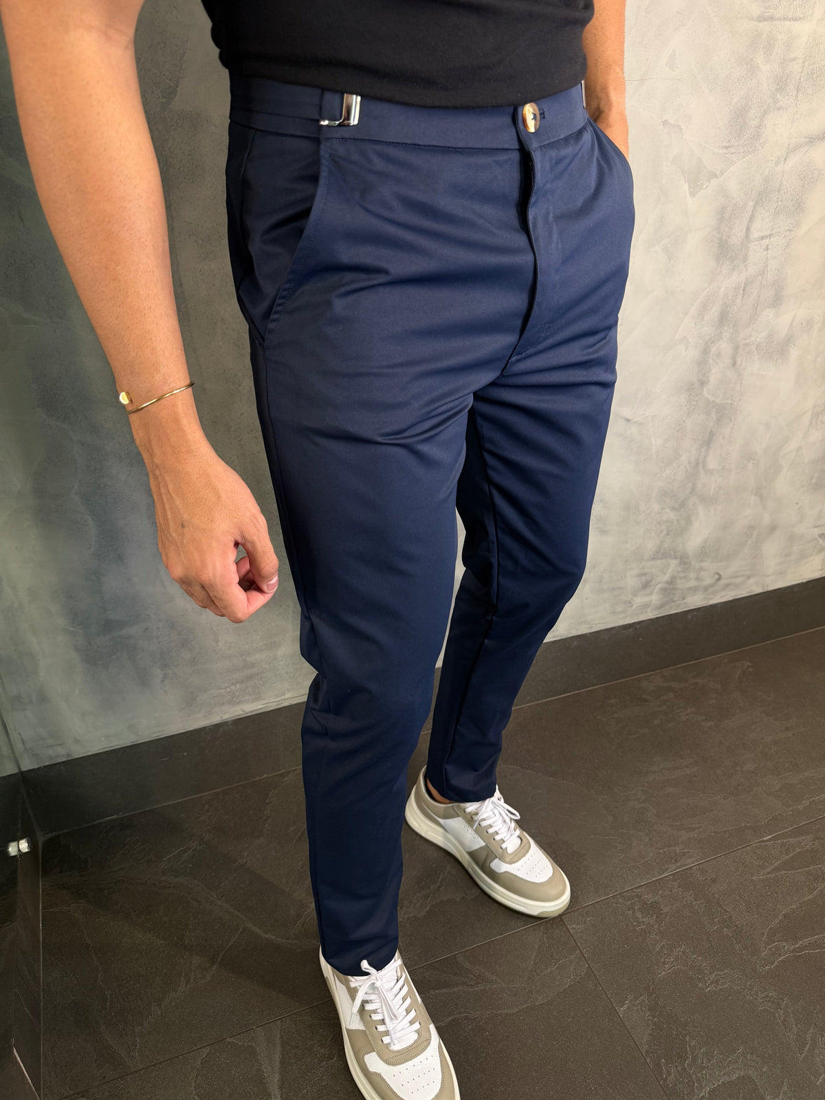 CALÇA ALF. MÔNACO AJUSTE CATRACA PONTO H MARINHO