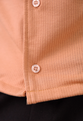 Camisa Masculina Slim Canelada Bege