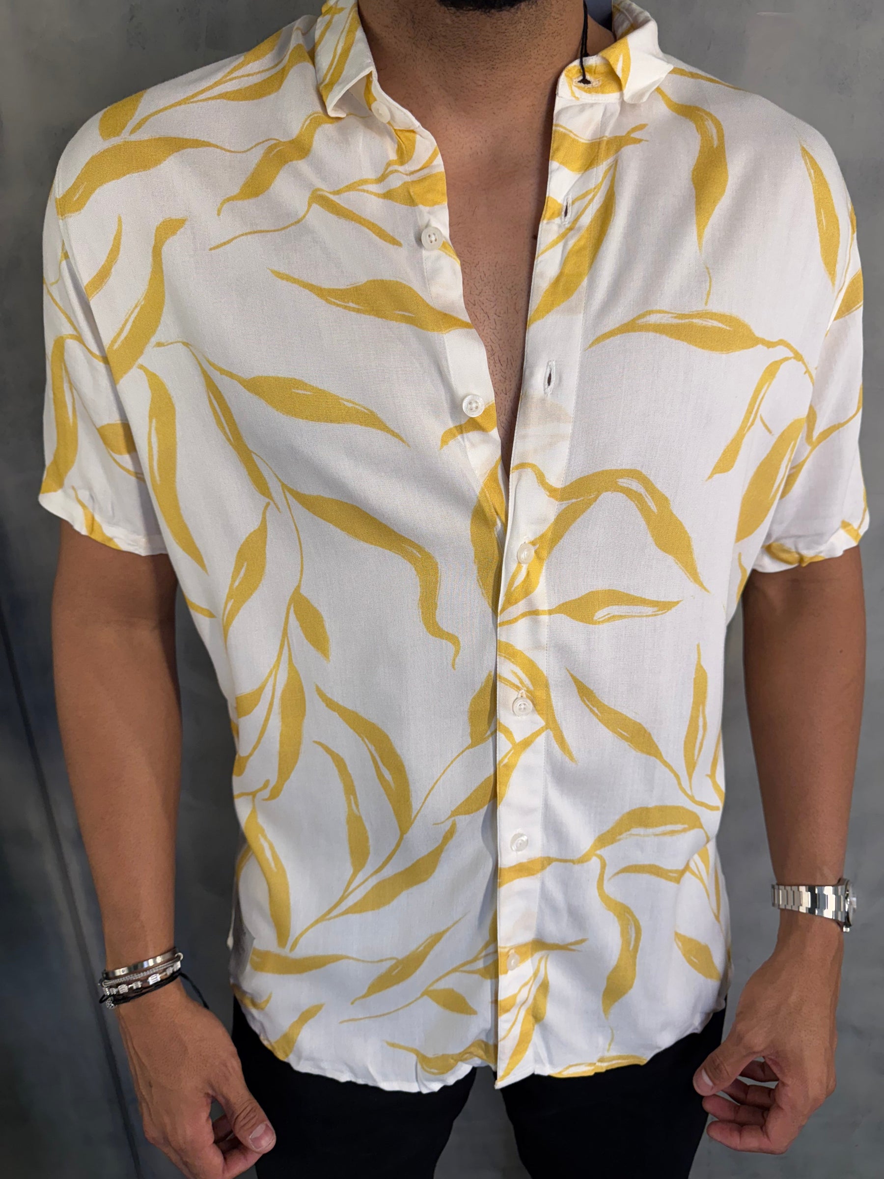 CAMISA VISCOSE SLIM M/C KINGEJOE AMARELO