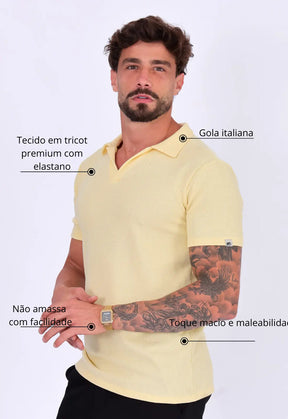 Camisa Polo Italiana Tricot Amarela