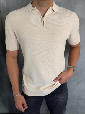 POLO TRICOT ZIPER TEXTURIZADA PONTO H