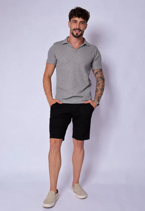 Camisa Polo Italiana Tricot Cinza