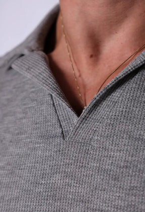 Camisa Polo Italiana Tricot Cinza