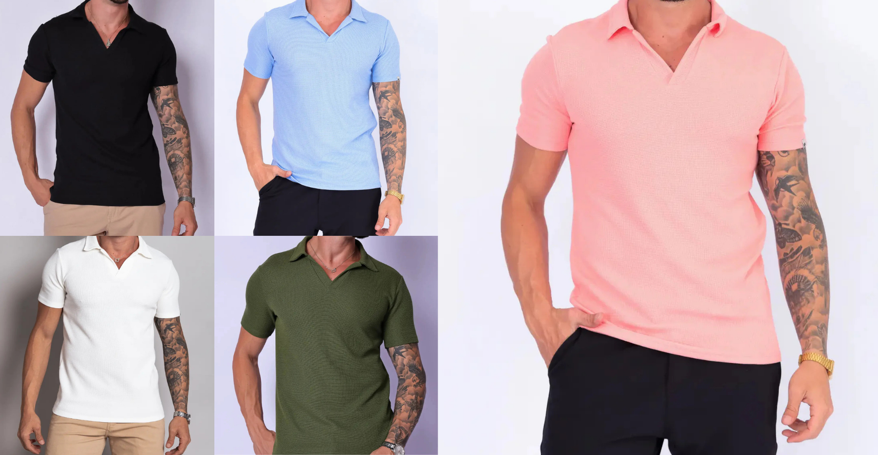 Kit 5 Camisas Polo Italiana Tricot - Oferta Relâmpago