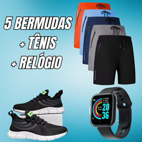 PROMOÇÃO DE PRE BLACK FRIDAY - 5 BERMUDAS + TÊNIS ESPORTIVO + RELÓGIO ESPORTIVO