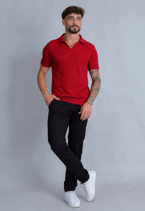 Camisa Polo Italiana Tricot Vermelha